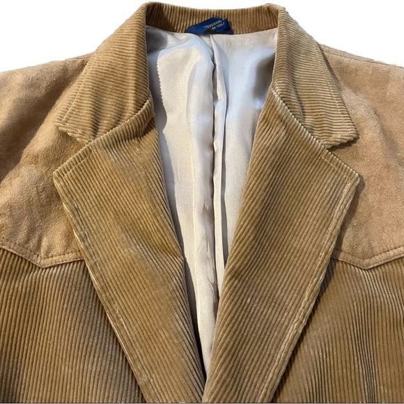 Vintage Pen West Pendleton 46 Tan Brown Corduroy Elbow Pads Blazer Suit Jacket - Picture 3 of 5